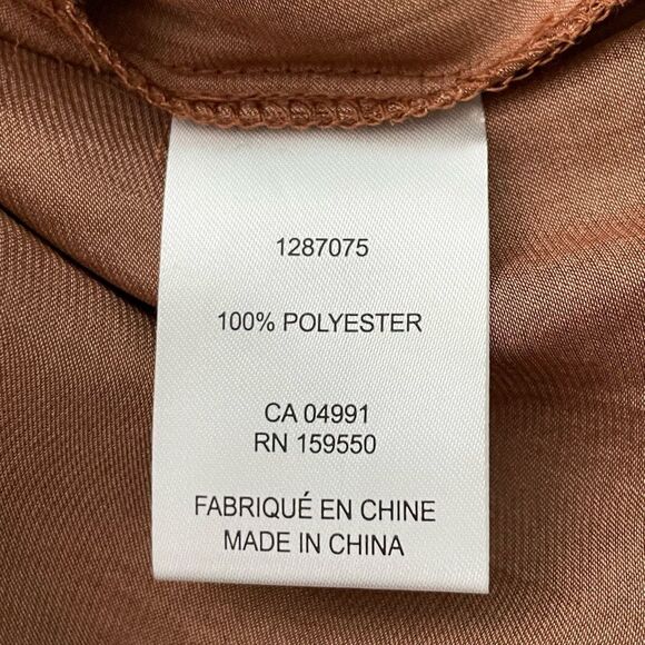 Madison d'Amelie Blouse Chocolate Brown Satin Notch Collar Short Sleeves XS - Picture 7 of 8